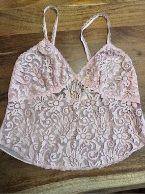 90s vintage Victoria's Secret Light Pink Lace Camisole with Sequins
